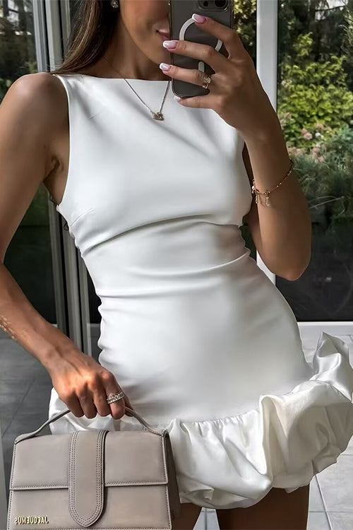 Trixiedress Backless Ruffle Hem Bodycon Mini Cami Dress