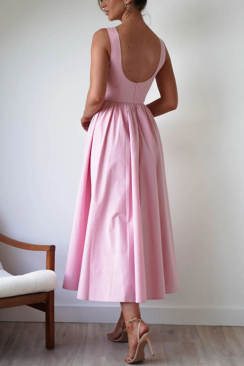 Trixiedress Sleeveless Open Back Swing Midi Dress