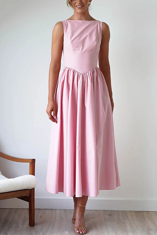 Trixiedress Sleeveless Open Back Swing Midi Dress