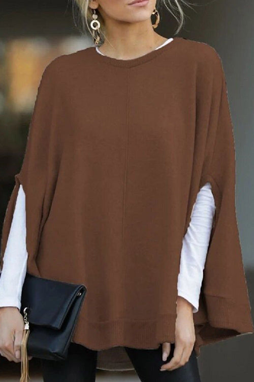 Trixiedress Crewneck Batwing Sleeve Cloak Top