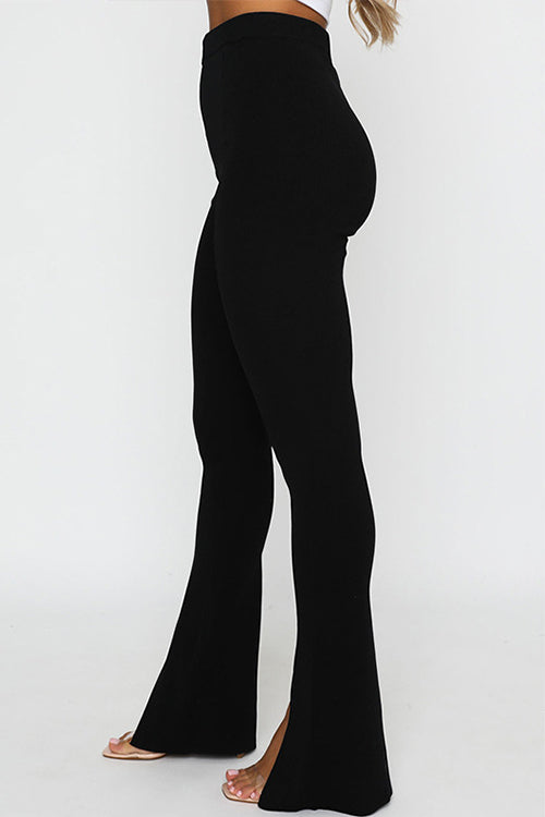Trixiedress High Rise Slit Bell Bottoms Skinny Pants