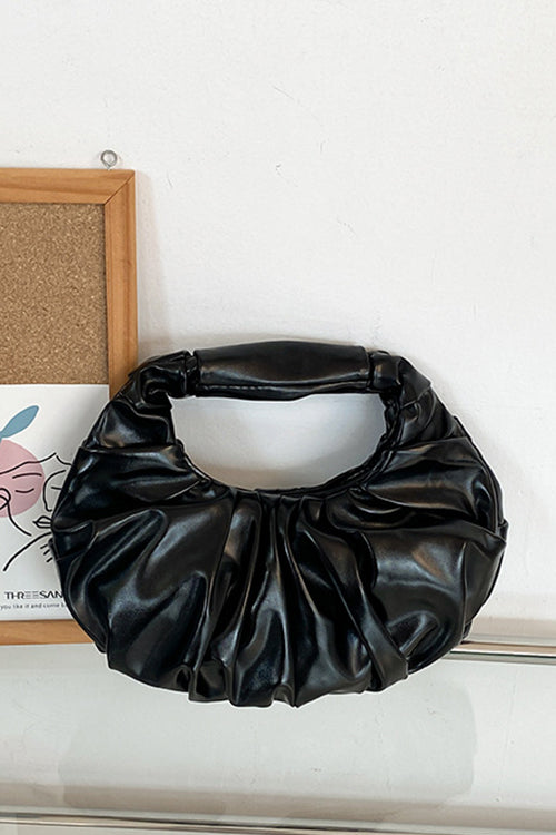 Trixiedress Metallic Ruched Faux Leather Funky Handbag