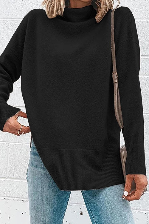 Trixiedress Turtleneck Drop Shoulder Long Sleeve Sweater Top