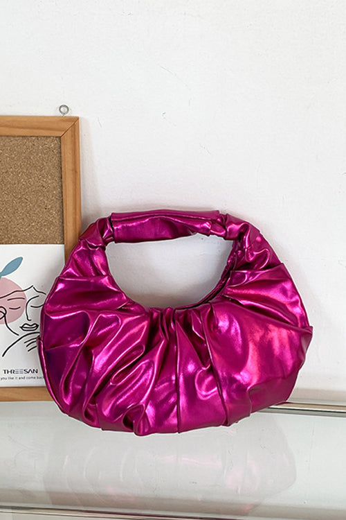 Trixiedress Metallic Ruched Faux Leather Funky Handbag