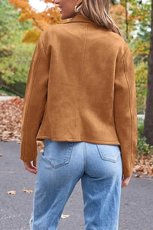 Trixiedress Zip Up Pocketed Faux Suede Moto Jacket(in 7 Colors)