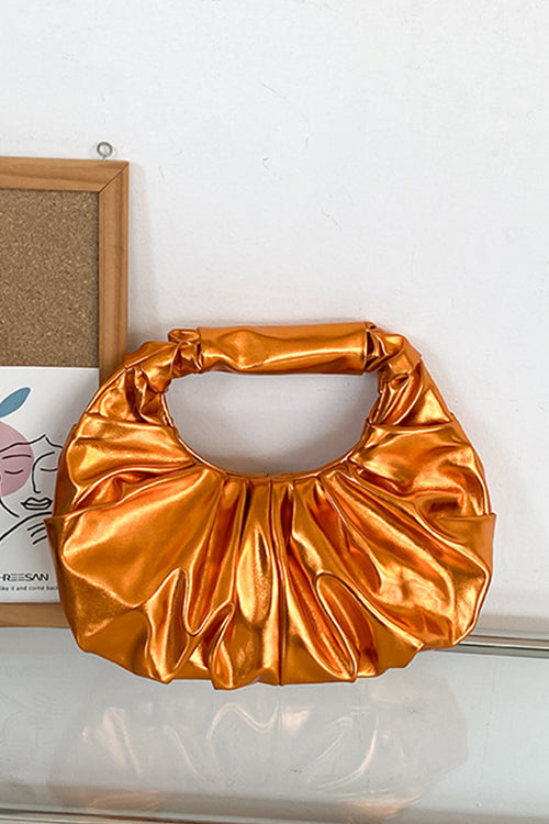 Trixiedress Metallic Ruched Faux Leather Funky Handbag