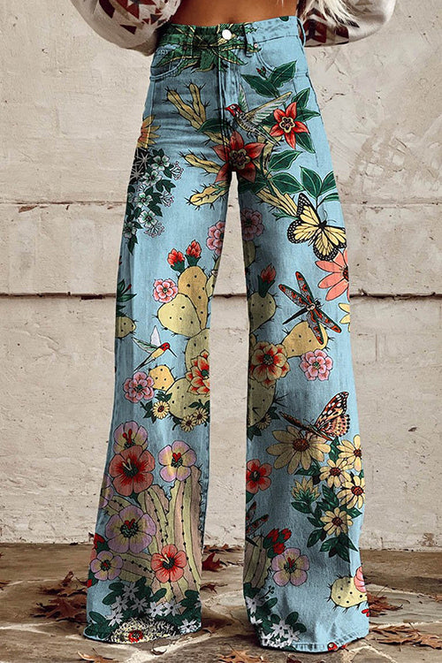 Trixiedress High Waist Unique Print Wide Leg Pants