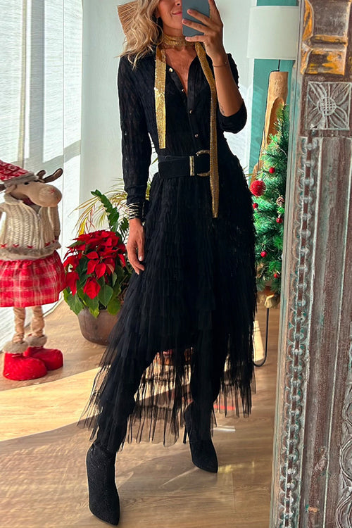 Trixiedress Tulle Layered Ruffle Mesh Maxi Skirt