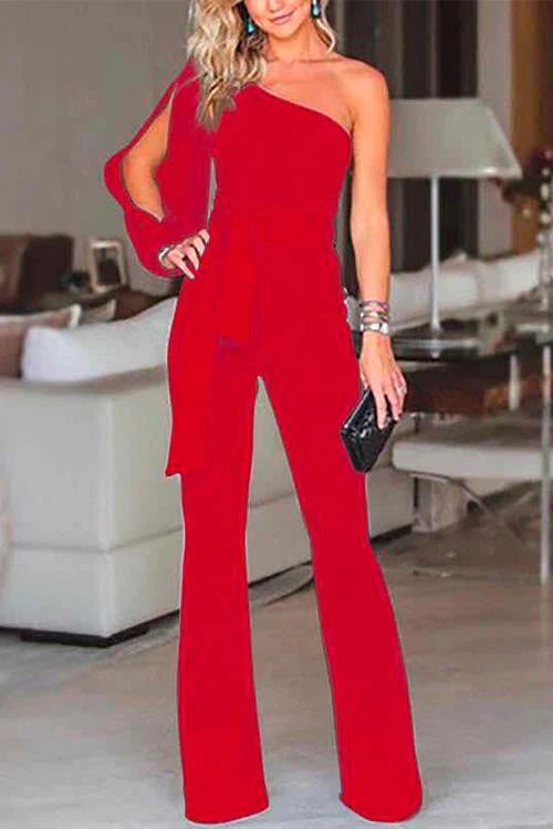Trixiedress Cold One Shoulder Jumpsuit(7 Colors)