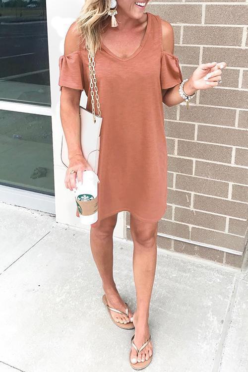 Trixiedress Cold Shoulder Cute Short Sleeve Dress