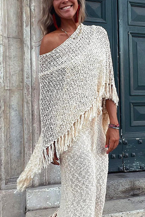 Trixiedress Stylish Tassel Crochet Hollow Out Shawl Cloak