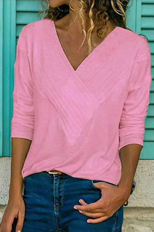 Trixiedress Basic Lily V-neck Long Sleeve Tops