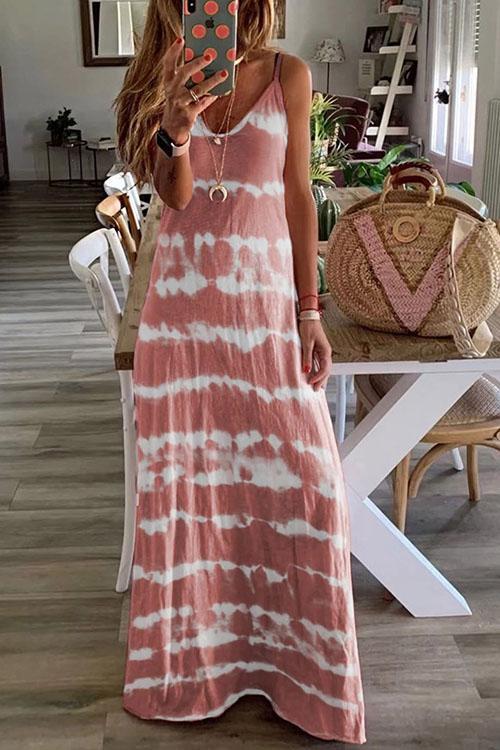 Trixiedress Spaghetti Ripple Tie Dye Maxi Dress