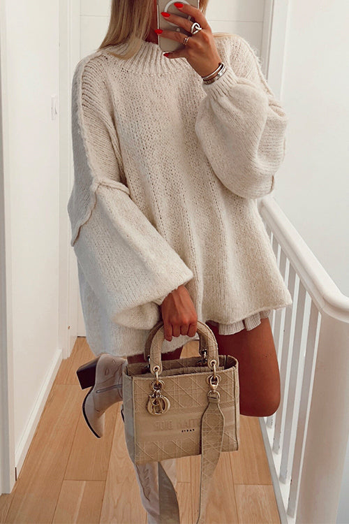 Trixiedress Drop Shoulder Plain Casual Pullover Sweater