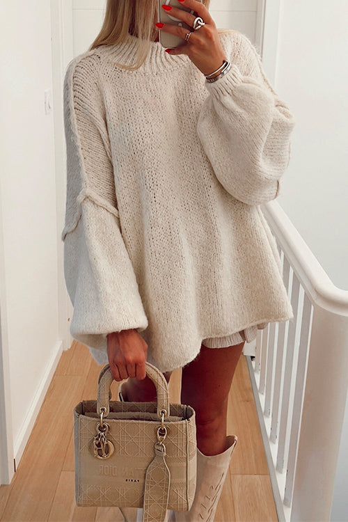 Trixiedress Drop Shoulder Plain Casual Pullover Sweater