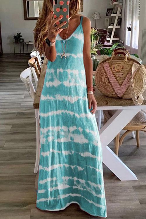 Trixiedress Spaghetti Ripple Tie Dye Maxi Dress