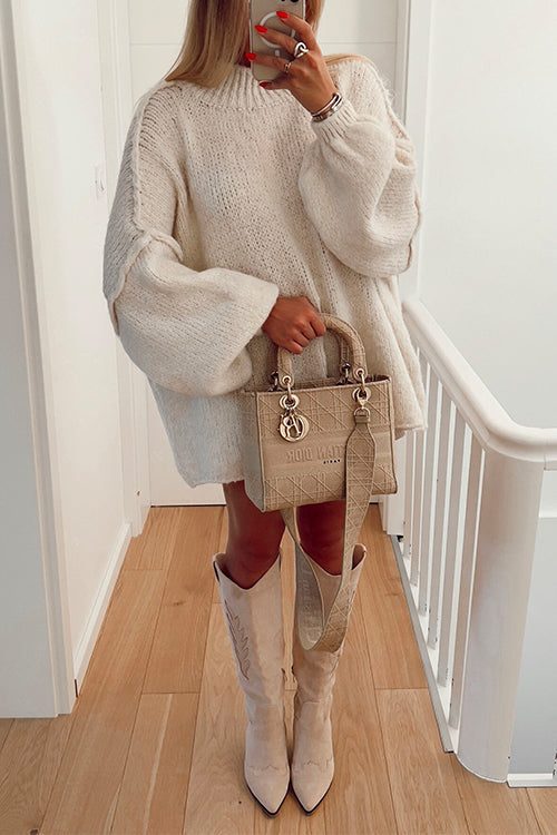 Trixiedress Drop Shoulder Plain Casual Pullover Sweater