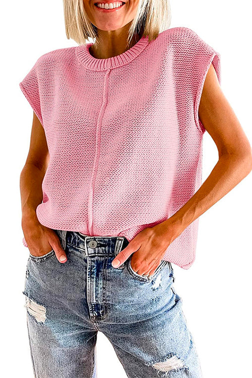 Trixiedress Crewneck Cap Sleeves Pullover Sweater