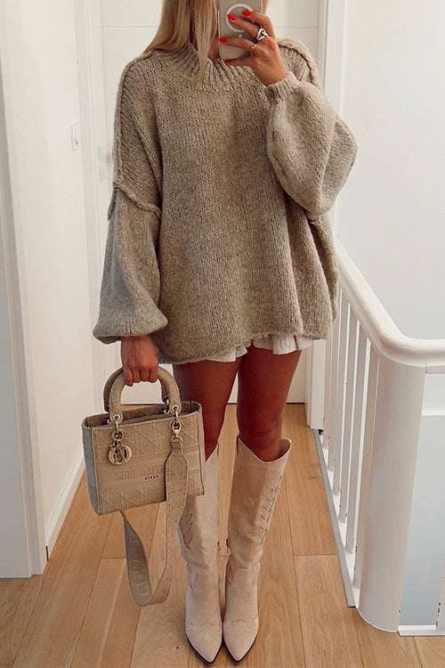 Trixiedress Drop Shoulder Plain Casual Pullover Sweater