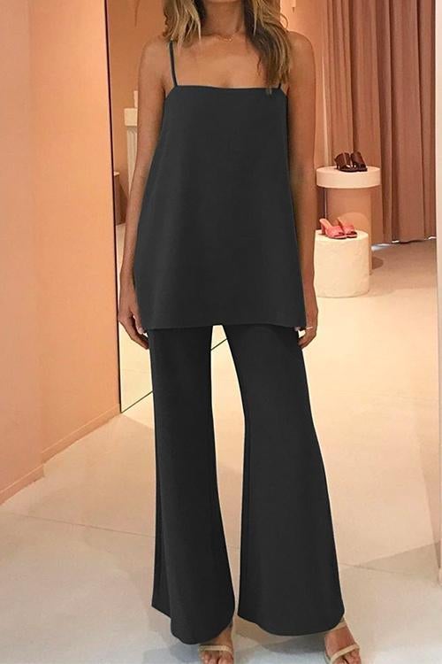 Trixiedress Cami Top and Wide Leg Suit Pants Two Pieces