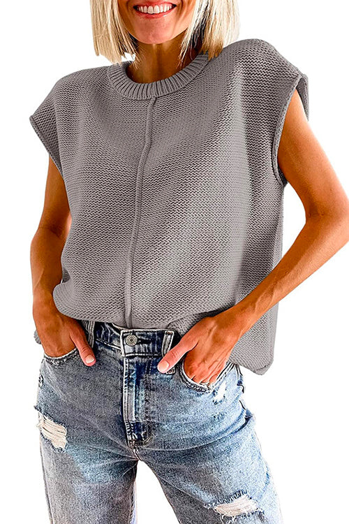 Trixiedress Crewneck Cap Sleeves Pullover Sweater