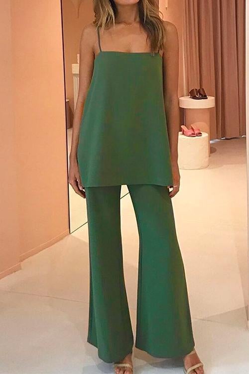 Trixiedress Cami Top and Wide Leg Suit Pants Two Pieces