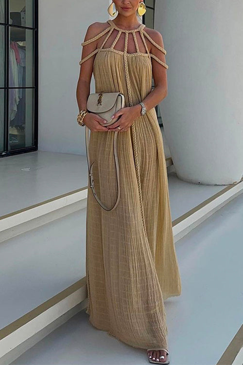 Trixiedress Halter Cut Out Backless Beach Cover Up Maxi Dress