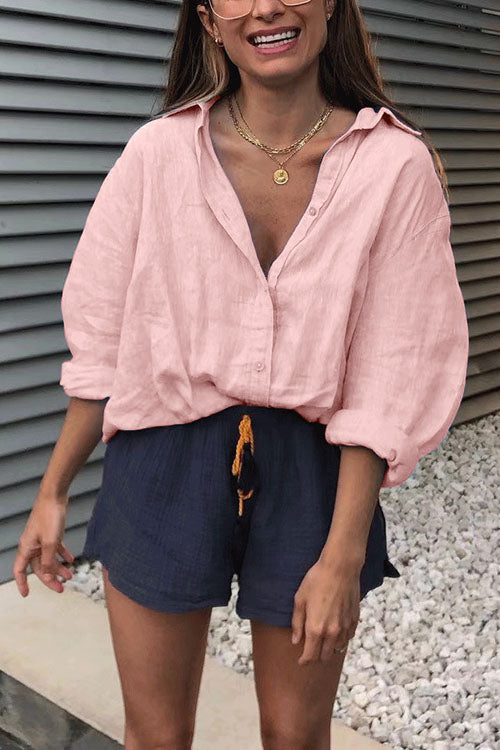 Trixiedress Lapel Button Down Long Sleeve Shirt