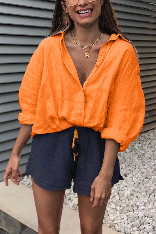 Trixiedress Lapel Button Down Long Sleeve Shirt