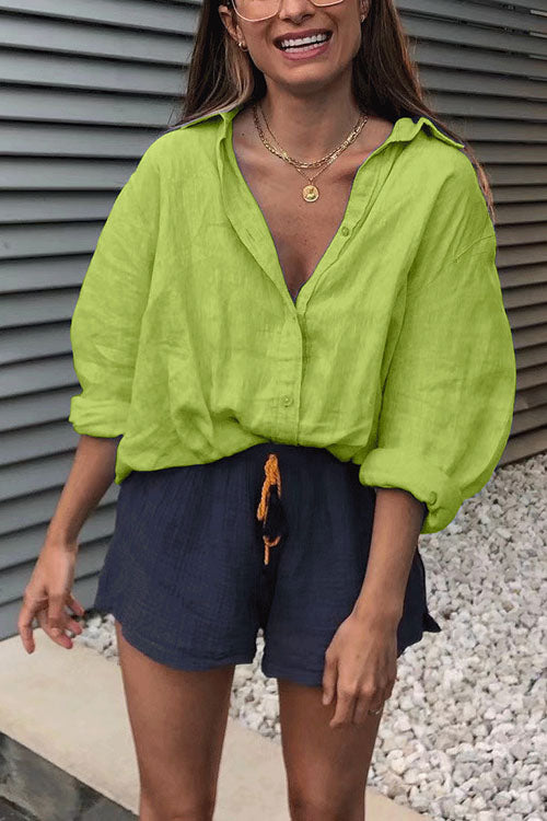 Trixiedress Lapel Button Down Long Sleeve Shirt