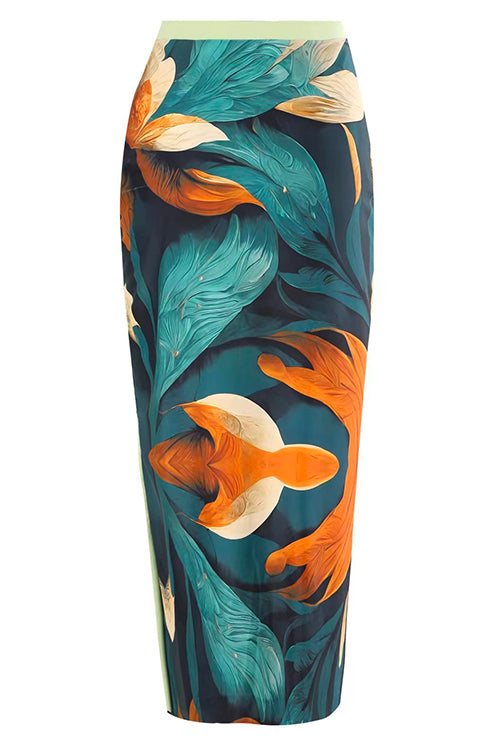 Trixiedress Bow One Shoulder One-piece Swimsuit Ruffle Cover Up Skirt Printed Set