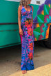 Trixiedress Criss Cross Strappy Backless Tie Dye Maxi Holiday Dress