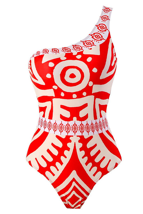 Trixiedress Printed One Shoulder Tummy Control Swimsuit and Wide Leg Cover Up Pants Set
