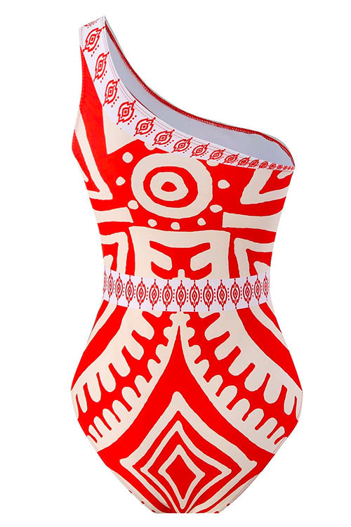 Trixiedress Printed One Shoulder Tummy Control Swimsuit and Wide Leg Cover Up Pants Set