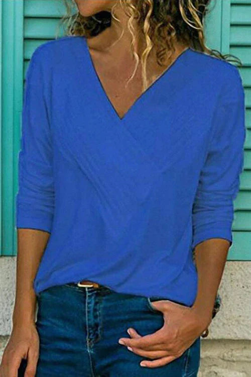 Trixiedress Basic Lily V-neck Long Sleeve Tops