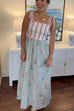 Trixiedress Tie Shoulder Back Lace-up Striped Floral Maxi Cami Dress