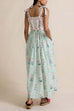Trixiedress Tie Shoulder Back Lace-up Striped Floral Maxi Cami Dress