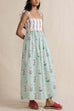 Trixiedress Tie Shoulder Back Lace-up Striped Floral Maxi Cami Dress