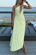 Trixiedress One Shoulder Cut Out Irregular Hem Pleated Satin Maxi Dress