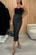Trixiedress Back Slit Faux Leather Midi Bodycon Skirt