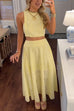 Trixiedress Lace Hollow Out Sleeveless Crop Top High Waist Maxi Skirt Set