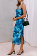 Trixiedress Side Slit Sleeveless Floral Print Bodycon Midi Dress