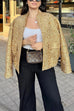 Trixiedress Stand Collar Zip Up Pocketed Sequin Jacket