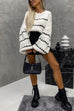 Trixiedress Lantern Sleeves Color Block Chunky Knit Sweater