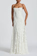 Trixiedress Spaghetti Strap Backless Lace-up Jacquard Maxi Dress