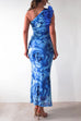 Trixiedress Ruffle One Shoulder Floral Print Bodycon Maxi Dress