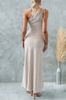 Trixiedress Sleeveless Tie Knot One Shoulder Striped Maxi Dress