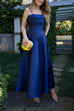 Trixiedress Spaghetti Strap Waisted A-line Satin Maxi Dress