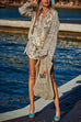 Trixiedress Collared V Neck Shirt and Side Slit Shorts Vitamin Sea Print Set