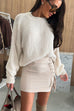 Trixiedress Crewneck Drop Shoulder Solid Casual Pullover Sweater